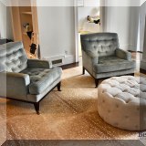 F38. Pair of upholstered Edward Ferrell armchairs. 33”h x 32”w x 36”d 